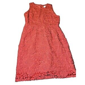 J Crew Dress Pink Womens Size 10 Lace Mini Knee Length Layered Sleeveless Button